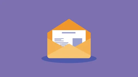 Animation of an envelope opening and displaying a document or letter on a p.. Stock Footage 338993092