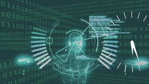 Animation of envelope over binary coding on blue background Stock Footage 329706645
