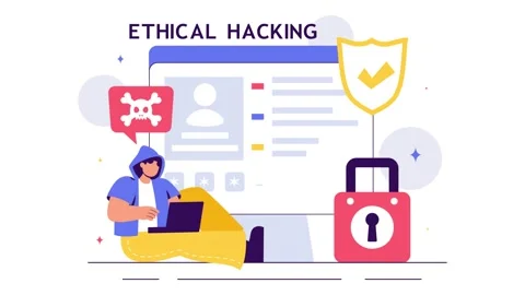 Animation of Ethical Hacking Illustration with a Developer Practicing Hacking Stock Footage 305011430