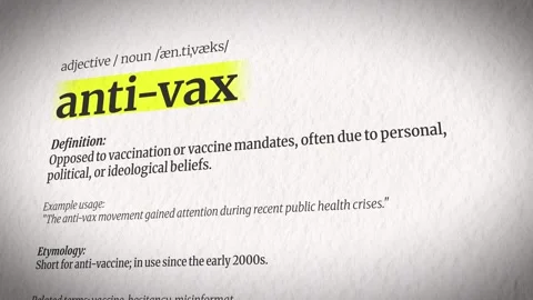 An Animation Explaining Anti-Vax with a Dictionary Definition Stock Footage 310166506