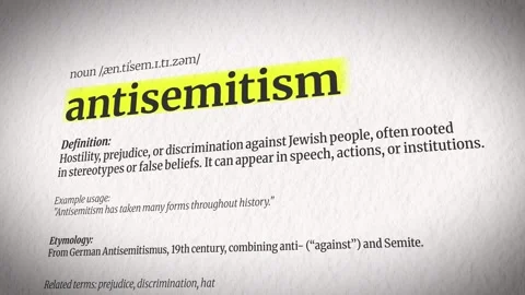 An Animation Explaining Antisemitism with a Dictionary Definition Stock Footage 307909584