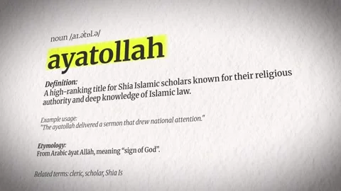 An Animation Explaining Ayatollah with a Dictionary Definition Stock Footage 311651303