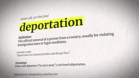 An Animation Explaining Deportation with a Dictionary Definition Video stock 311572985