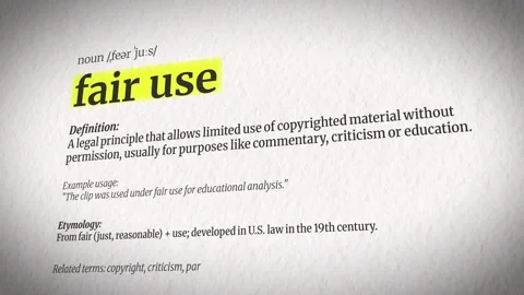 An Animation Explaining Fair Use with a Dictionary Definition Stock Footage 312321239