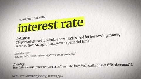 An Animation Explaining Interest Rate with a Dictionary Definition Stock Footage 306956240