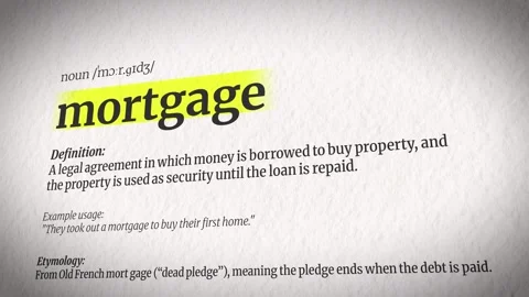 An Animation Explaining Mortgage with a Dictionary Definition Stock Footage 309849096