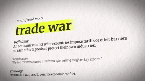 An Animation Explaining Trade War with a Dictionary Definition Video stock 308091793