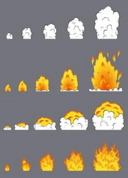 Animation of explosion effect in cartoon comic style. Cartoon explosion effect Illustrazione stock