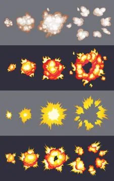 Animation of explosion effect in cartoon comic style. Cartoon explosion effect Stockillustratie