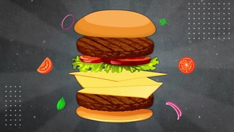 Animation of extra big burger Stock Footage 303813882