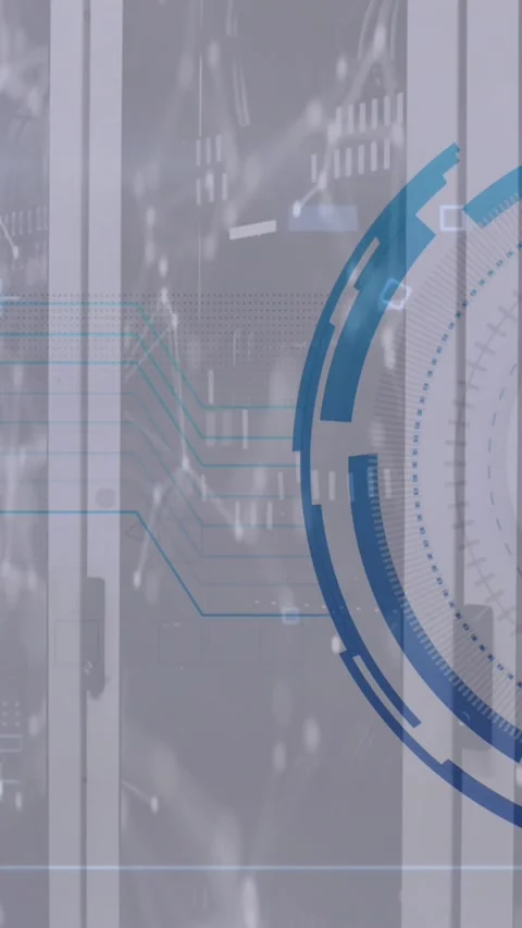 Animation of eye retina scanner and network of connections against computer Stock Footage 342707393