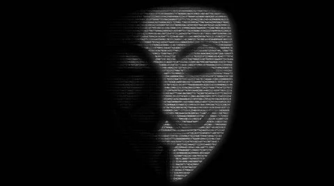 Animation of face of anonymous with numbers running Stock Footage