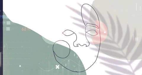 Animation of face drawing and pattern on white background Stock Footage 310530285