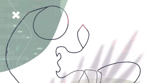 Animation of face drawing and pattern on white background Stock Footage 314617723