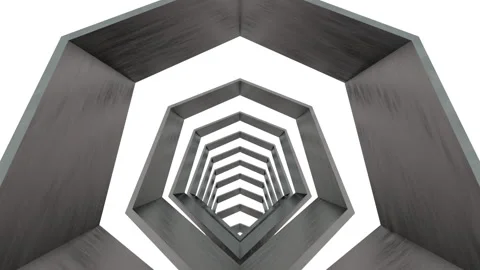 Animation of a fall in a black and white tunnel. Seamless loop. Stock Footage 130175324