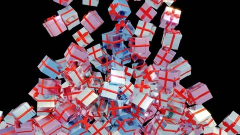 Animation of falling and filling the screen with colorful gift boxes. Stock Footage 124491914