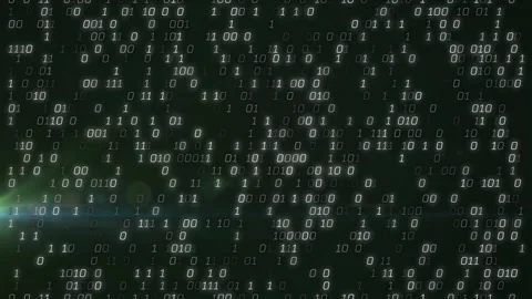 Animation of falling binary coding over black background Video stock 310679026
