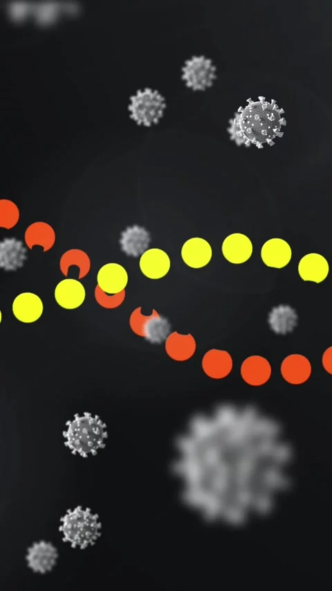 Animation of falling cells and dna strand on dark background Stock Footage 344593921