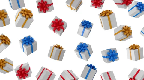 Animation of Falling Colorful Gift Boxes on white background Stock-Footage 33581441