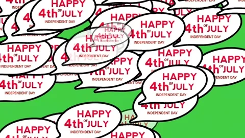 Animation falling down text happy 4th of july independence day in speech bubble Stock Footage 337410211