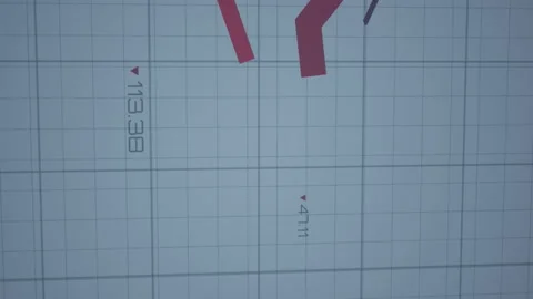Animation of falling graphs with changing numbers over grid pattern against Stock Footage 313186193