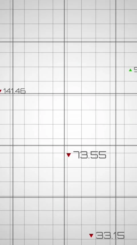 Animation of falling graphs over changing numbers and grid pattern against white Stock Footage 344693565