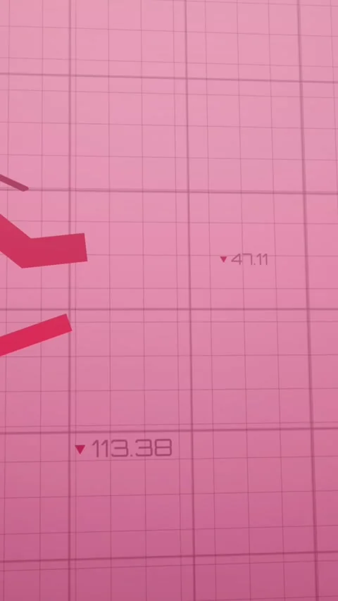 Animation of falling graphs over grid pattern against changing numbers on Stock Footage 344557506