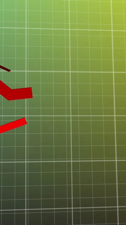 Animation of falling graphs over grid pattern against gradient background Stock Footage 344765926