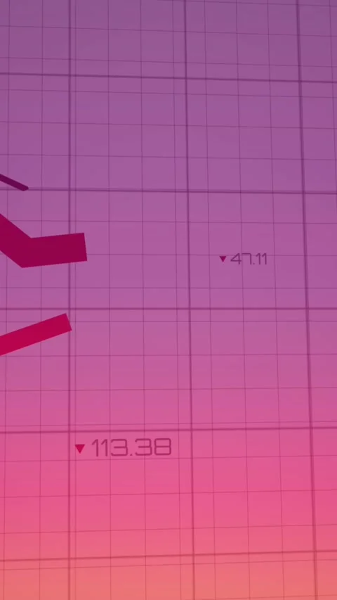 Animation of falling graphs over grid pattern and changing numbers against Stock Footage 344774816