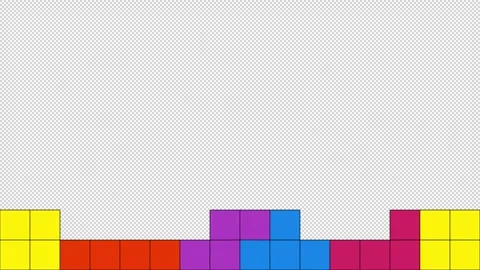Animation of falling multicolor block. screen transition of brick Video stock 260525230