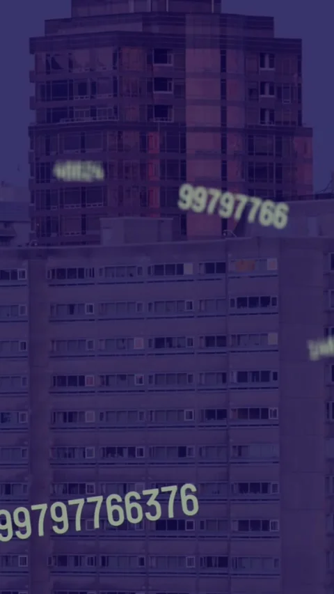 Animation of falling numbers over cityscape Stock Footage 342097799