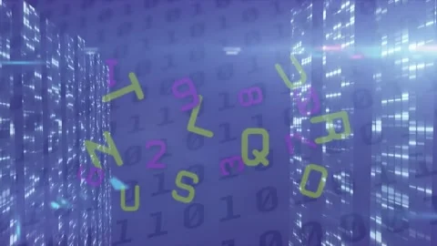 Animation of falling numbers over data p... | Stock Video | Pond5
