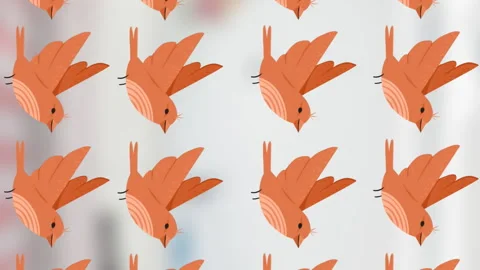 Animation of falling pink pineapples over open door Video stock 312569580