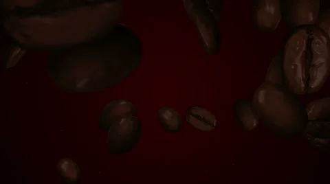 Animation falling of roasted coffee beans on dark background. Stock Footage 52462411