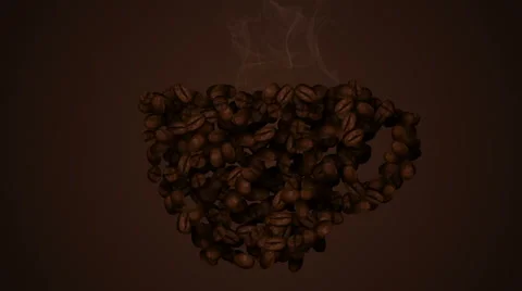 Animation falling of roasted coffee beans on dark background. Stock Footage 52462460