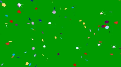 Animation of the falling rotating confetti in shape of heart, star, polygon Stock Footage