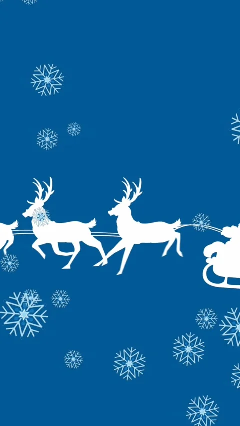 Animation of falling snow over santa claus in sleigh with reindeer Stock Footage 344706167
