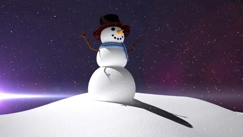 Animation of falling snow over snowman and winter scenery Stock-Footage 315948922