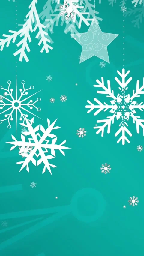 Animation of falling snowflakes on blue background Stock Footage 342097916