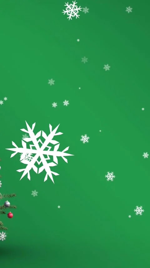 Animation of falling snowflakes over christmas tree Stock Footage 342097906