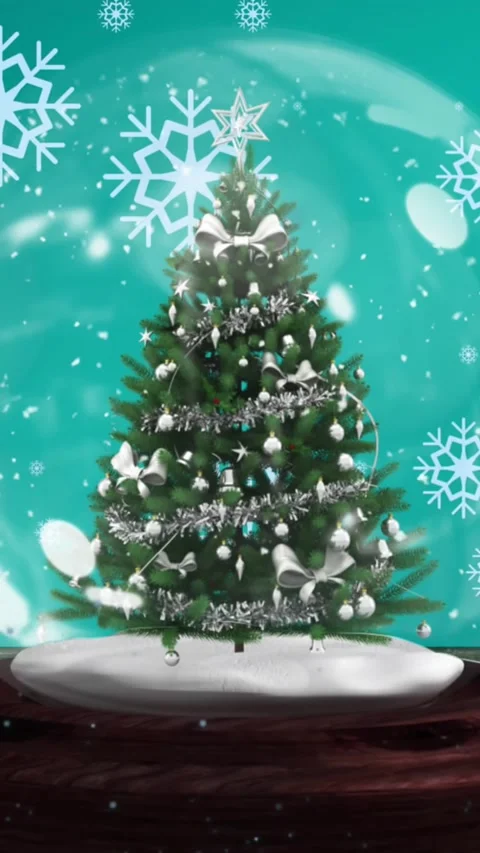 Animation of falling snowflakes over christmas snow globe Stock Footage 342136665
