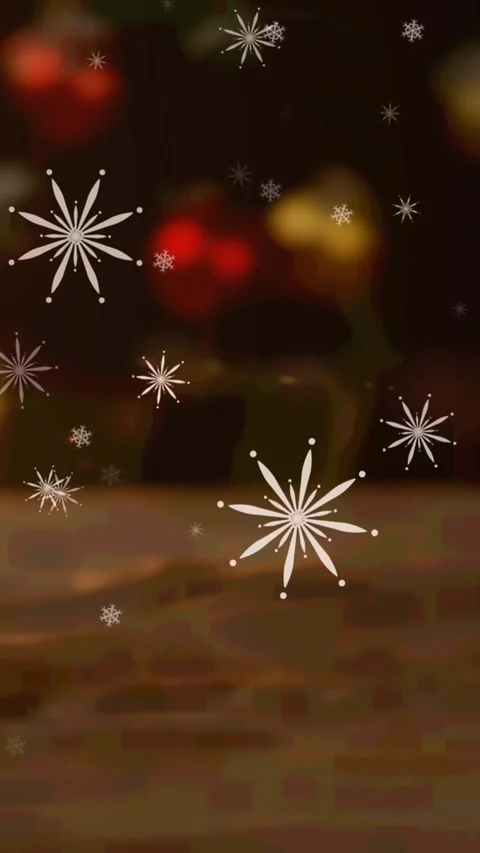 Animation of falling snowflakes over tree with christmas decorations Stock Footage 342225156