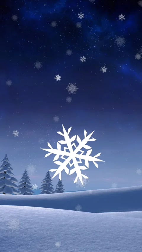 Animation of falling snowflakes over winter landscape and trees at christmas Stock Footage 342225167