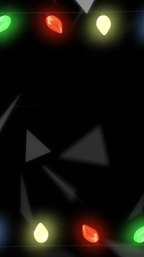 Animation of falling triangles over christmas fairy lights decorations Stock Footage 343901826