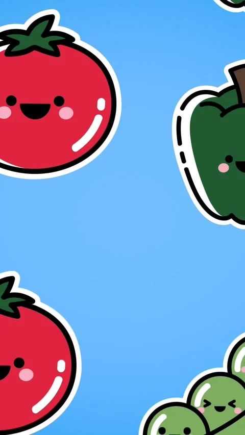 Animation of falling vegetables over blue background Stock Footage 344284903