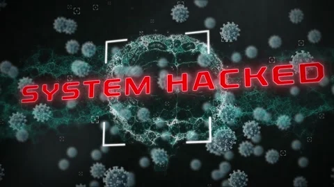 Animation of falling viruses and hacking text over black background 動画素材 330399224