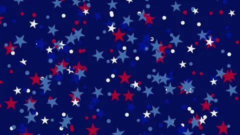 Animation of falling White blue and red stars and dots on blue background Stock Footage 272765212