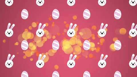 Animation of falling white bunnies and eggs over pink background Stock Footage 172327972