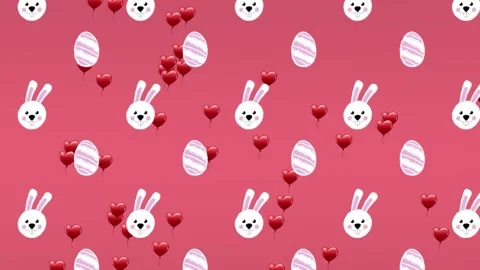 Animation of falling white bunnies and eggs over pink background Stock Footage 172327984