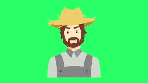 Animation farmer on green screen. Stock Footage 263169195